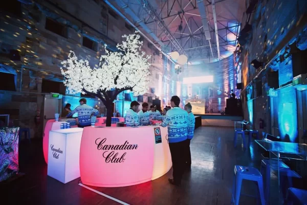 an event set up with glow furniture