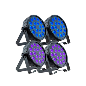 2x purple par can and 2x blue par can lights