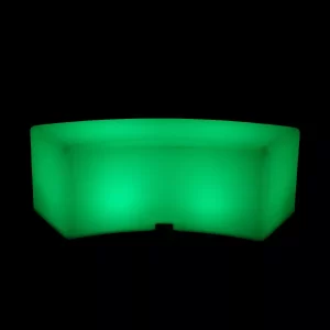 green curved glow bench