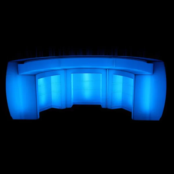 blue glow curved bar