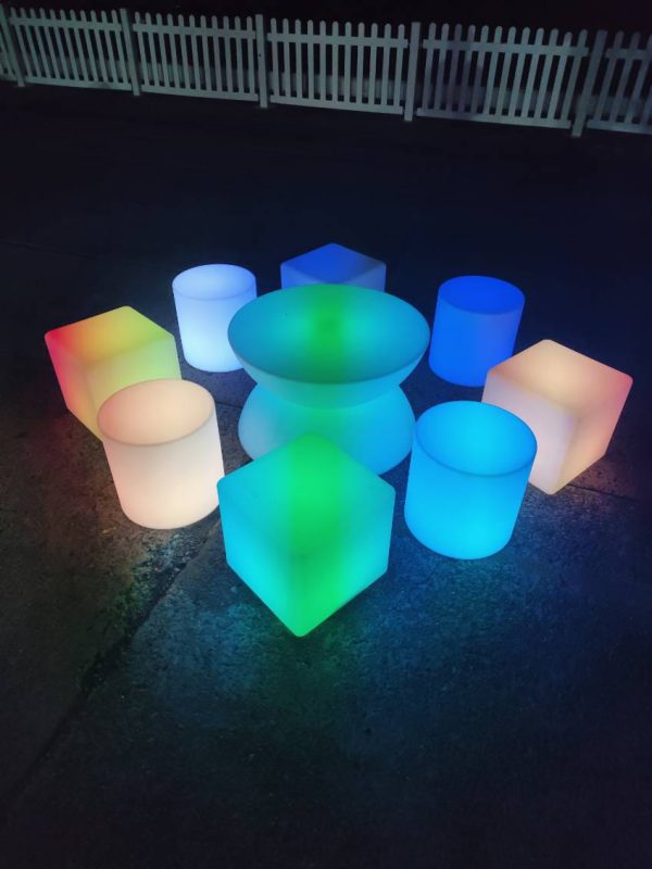 glow furniture hire. glow seats and glow table