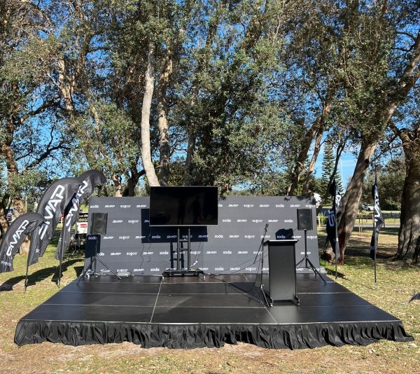 outdoor presentation stage setup