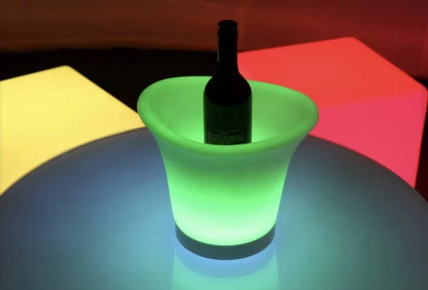 glow ice tub with one wine bottle inside it