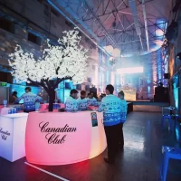 an event set up with glow furniture